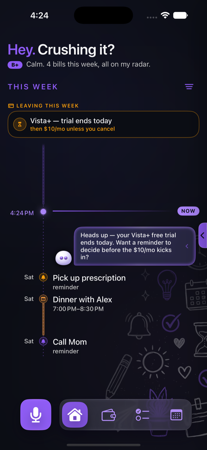 Current ARIA home view showing the safe-to-use summary and what needs attention today